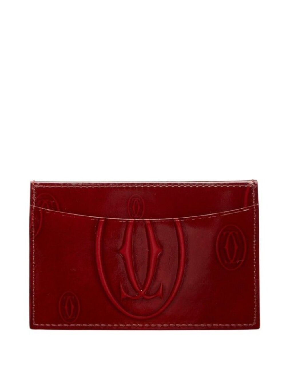 Cartier Happy Birthday Card Case Wine Red Patent